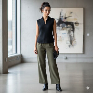 Vintage Y2K G Wheels Black Textured Sleeveless Split Collar Stretch Top Small US